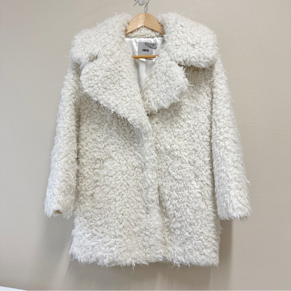 ASOS Faux Fur Coat with Snap Closure, Size 4 - Picture 2 of 8